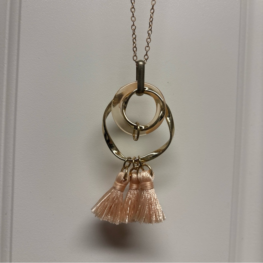 Elegant Gold Pendant Necklace with Tassels